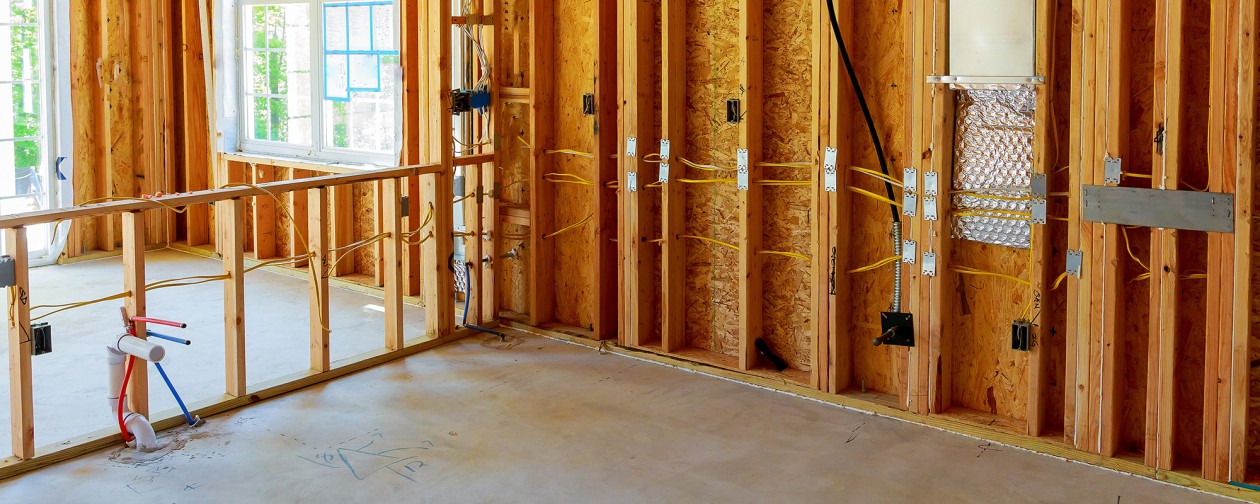 Frame of a building under construction.